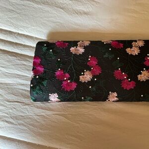 Nina Black Floral Clutch